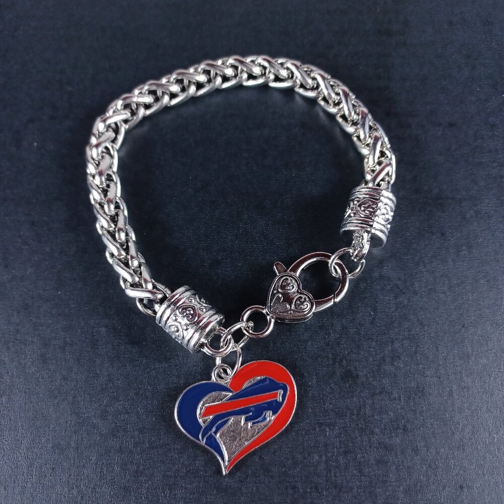 Buffalo Bills NFL Charm Bracelet Football Fan Jewelry